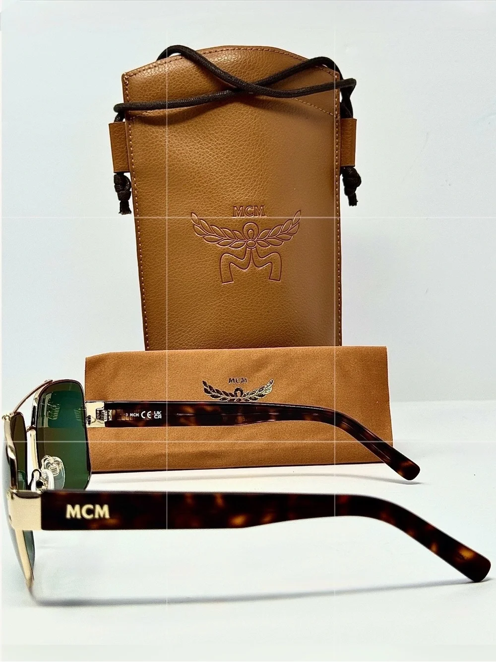 NEW MCM MW0008 32 Unisex Green Lens Tortoise Sunglasses Pouch 58-16-145Authentic